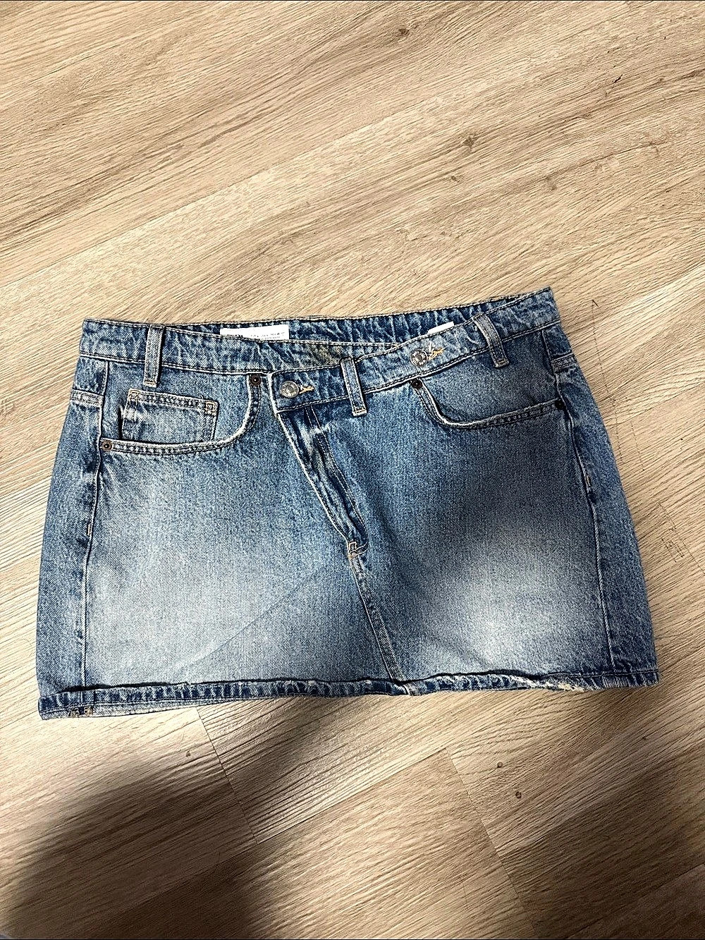Zara TRF Asymmetric Denim Skirt Women's Denim Jean Shorts in Blue size large